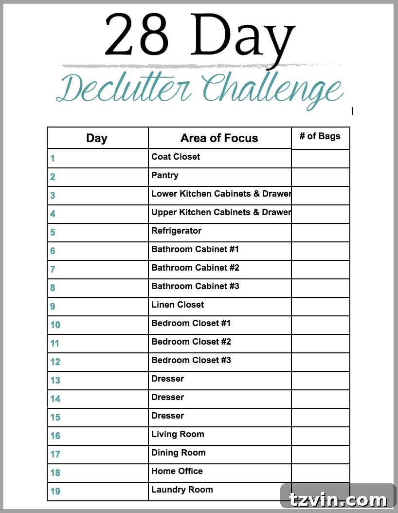 Declutter Your Home: A Printable Guide 5 Declutter Checklist Printable