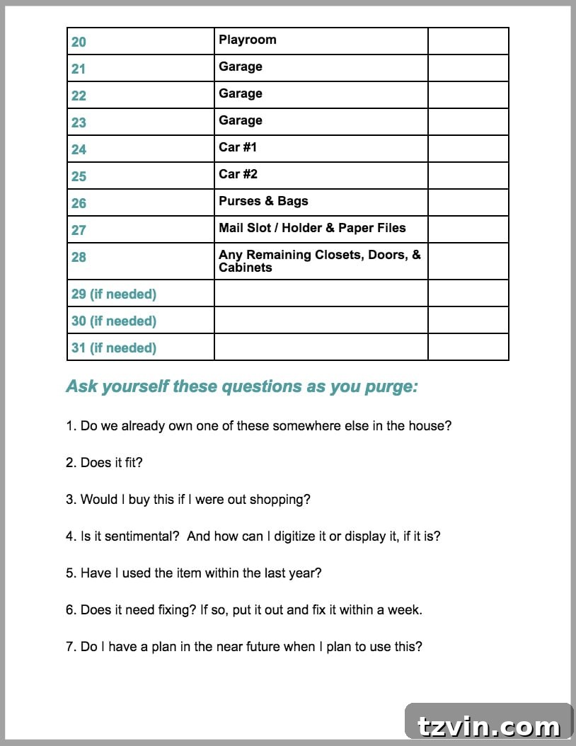 Declutter Your Home: A Printable Guide 6 Declutter Checklist Printable