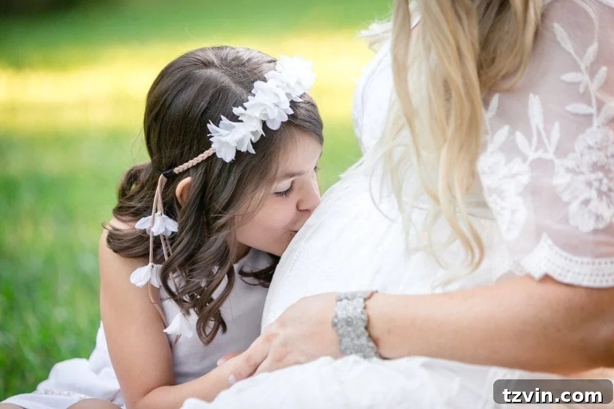 Bare-Belly Truths 8 Pregnant woman laughing with her daughter