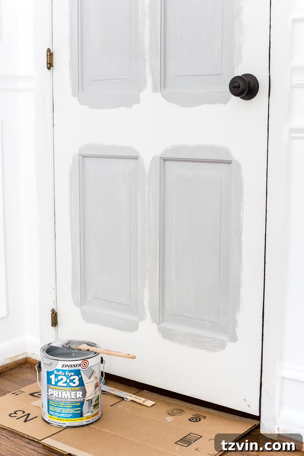 painting doors with tinted primer for better coverage
