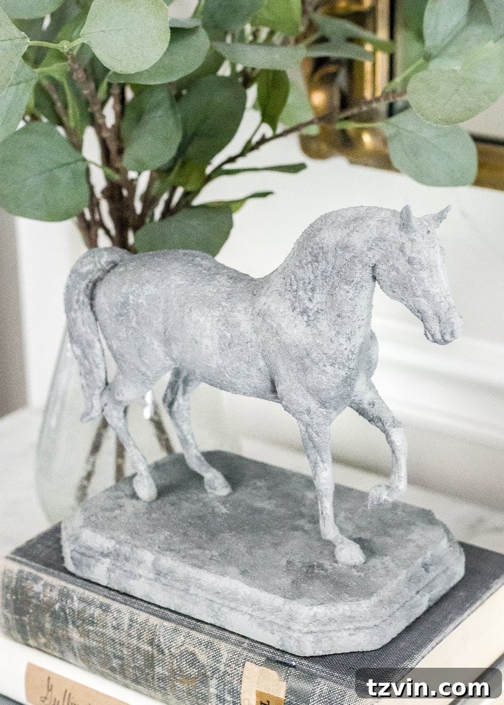 Homemade Concrete Horse Statue 8 Finished equestrian statuette