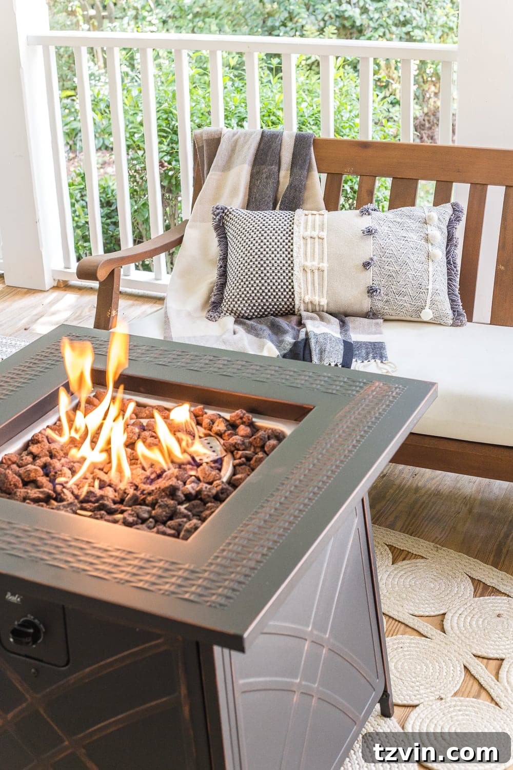 Fall Porch Perfection: Crafting Your Cozy Outdoor Oasis 6 Cozy fall porch with fire pit