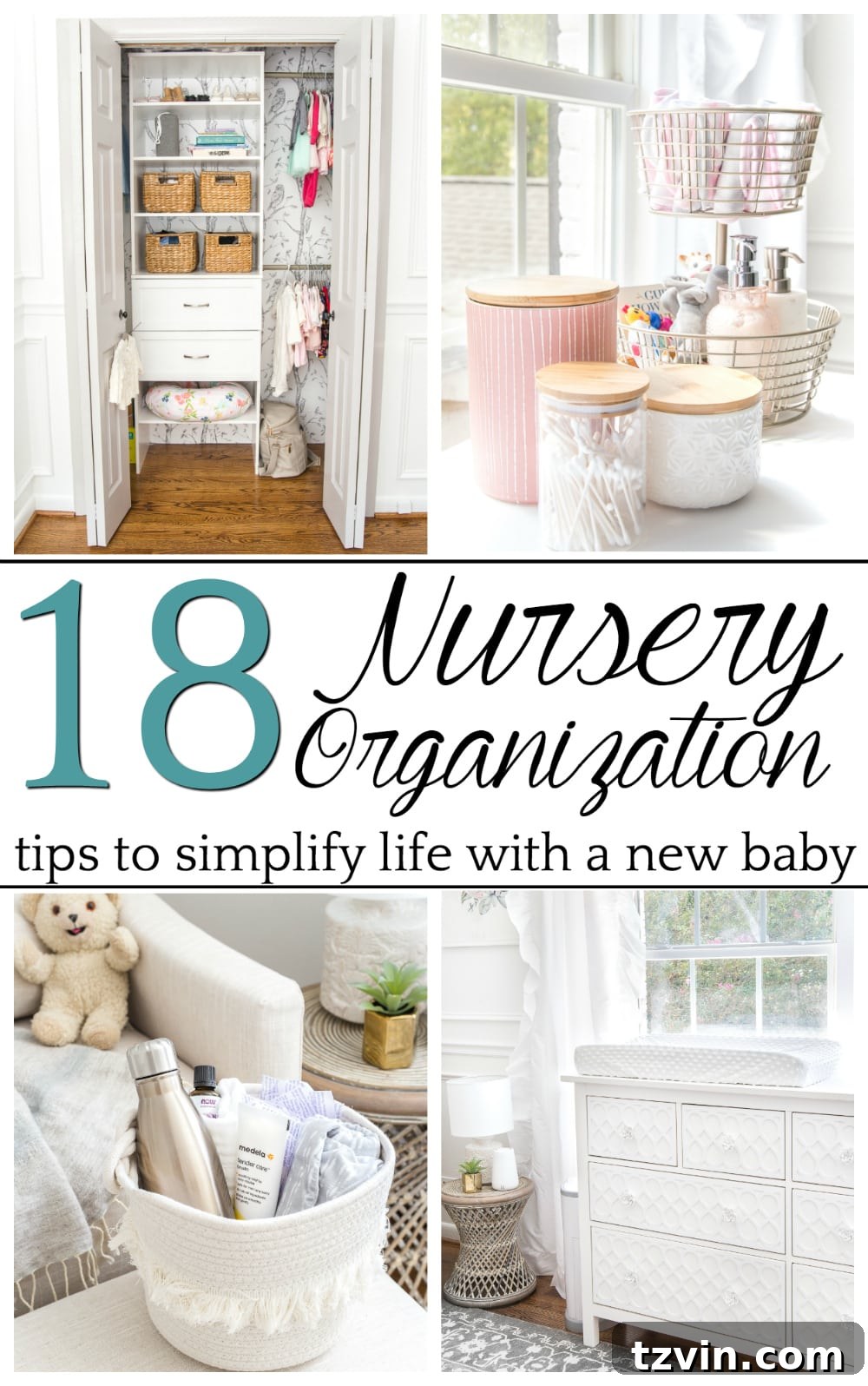 Nursery Organization Secrets Revealed 26 Nursery organization strategies to keep feeding, clothing, and diapering essentials easy to navigate and make baby care less stressful. #nurseryorganization