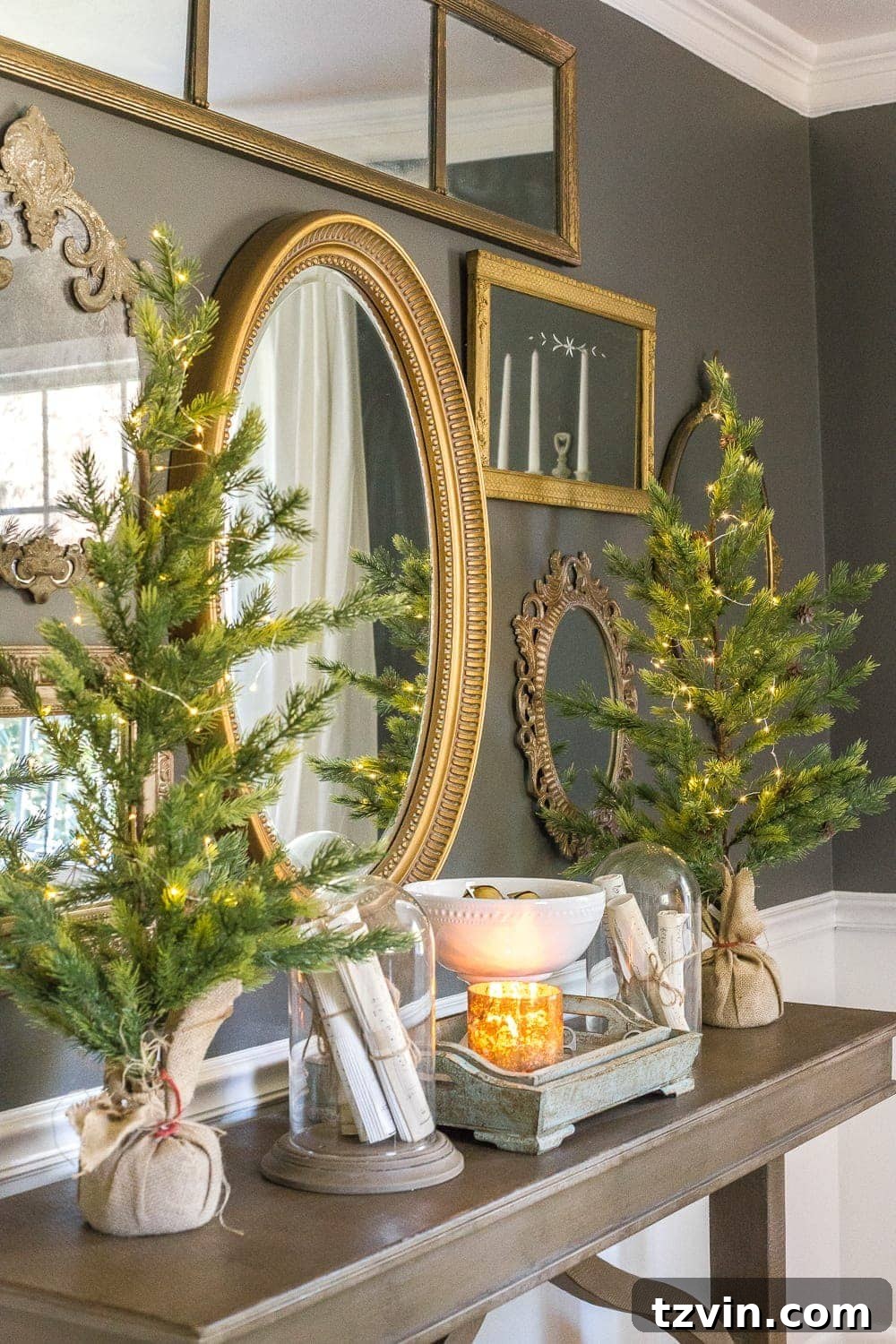 Christmas Dining Table Centerpiece with Ornaments