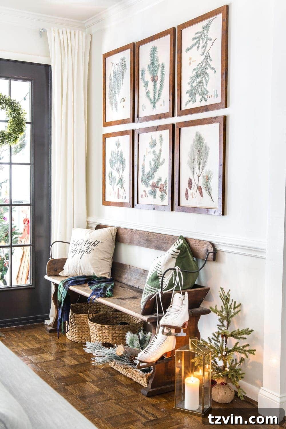 Christmas Entryway with Botanical Gallery Wall