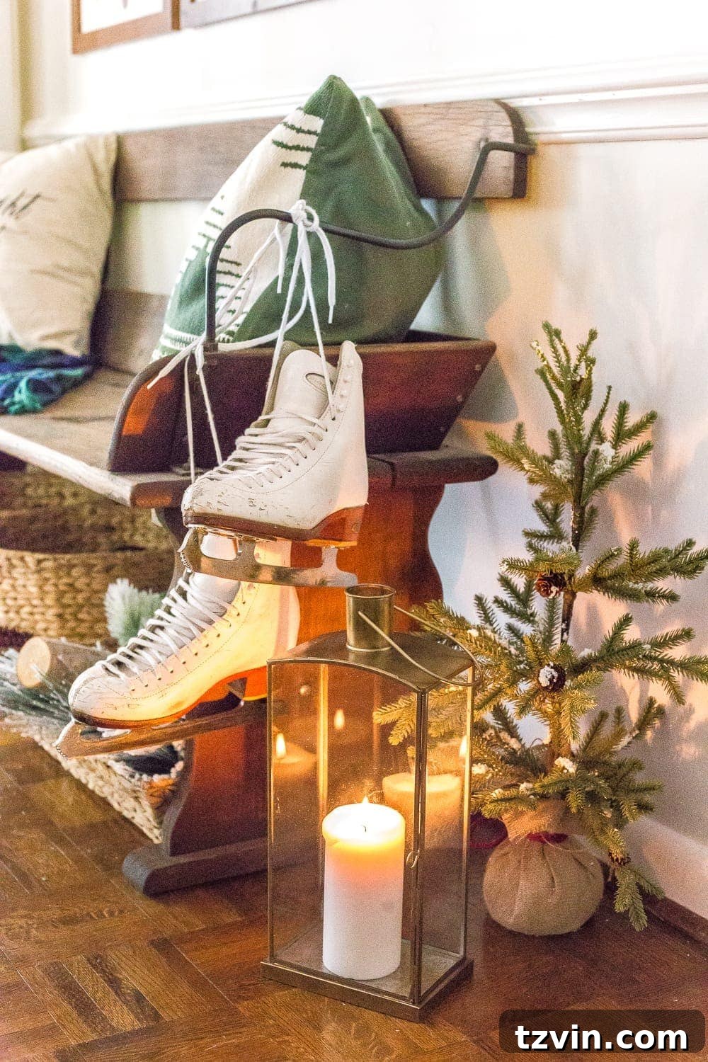Thrift Store Skates as Christmas Decor