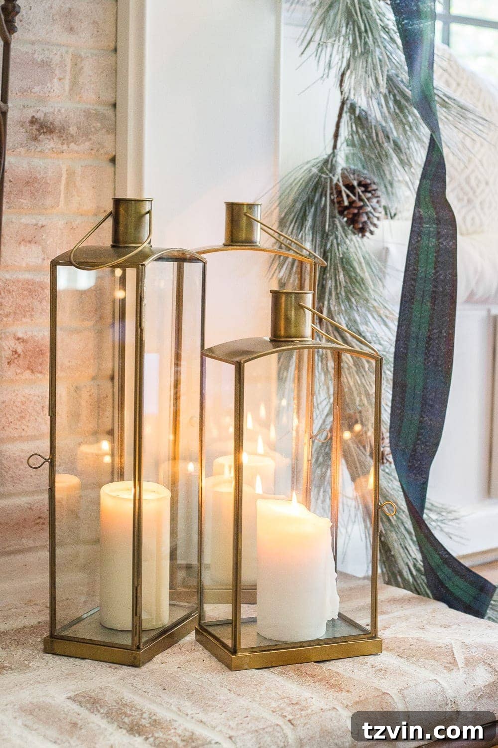 Candles on Christmas Mantel