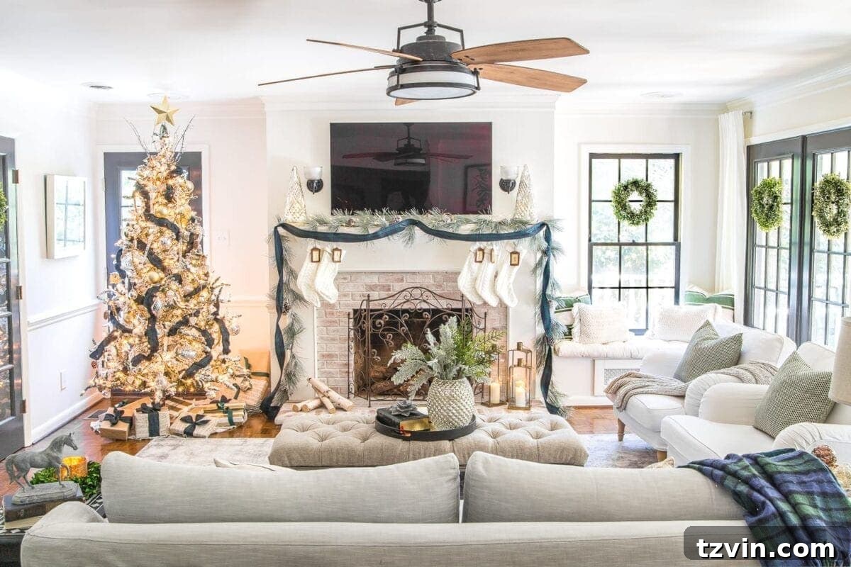 Family Portrait in Christmas Living Room