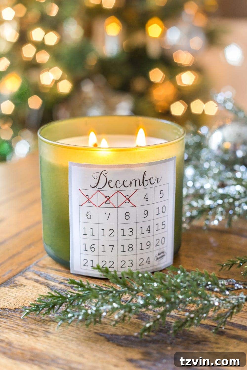 Handmade Holiday Magic: Affordable Christmas Decor for 2024 11 DIY Advent calendar made from a candle label, offering a cheap and simple way to count down to Christmas.