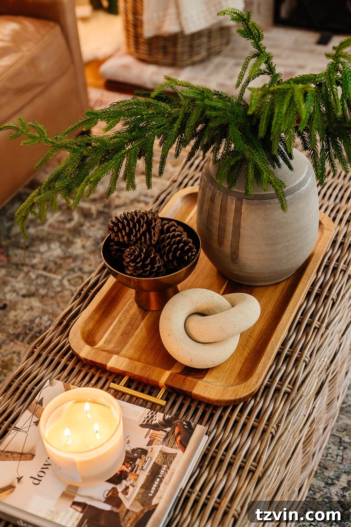 Handmade Holiday Magic: Affordable Christmas Decor for 2024 16 A bowl filled with pinecones serves as simple homemade holiday decor, bringing a natural touch to any room.