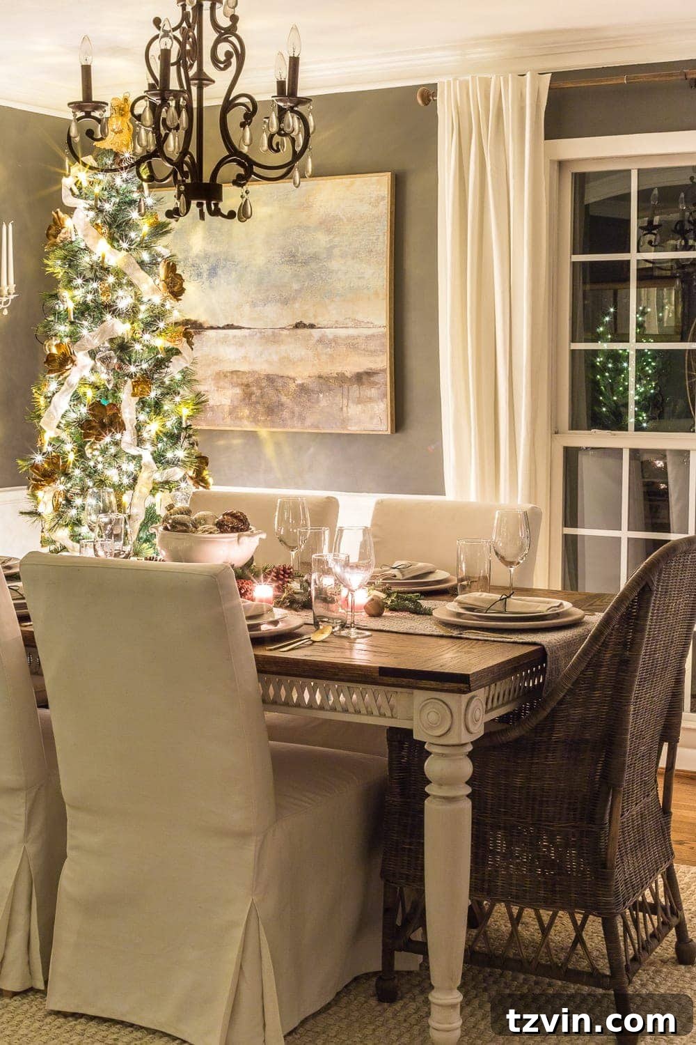 A Yuletide Candlelight Evening 2 Elegant Christmas Dining Room aglow with candlelight for a festive night tour