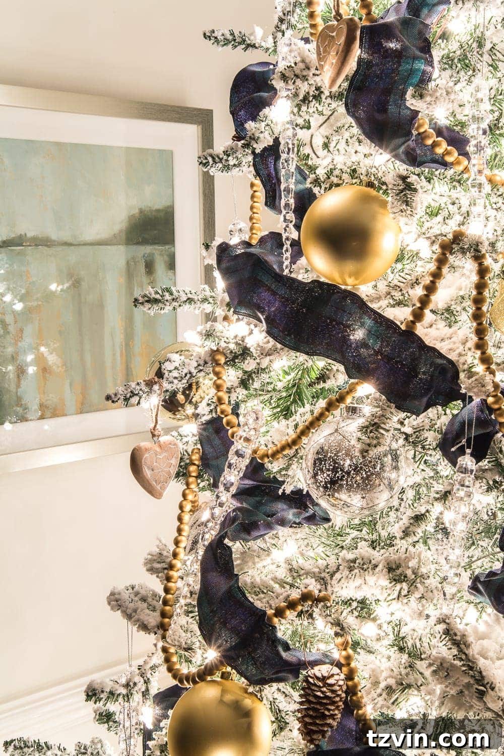 A Yuletide Candlelight Evening 12 Magnificent Christmas Tree adorned with sparkling lights and ornaments at night