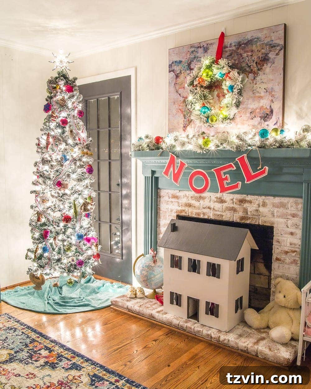 A Yuletide Candlelight Evening 7 Cozy Christmas Playroom with festive lights at night