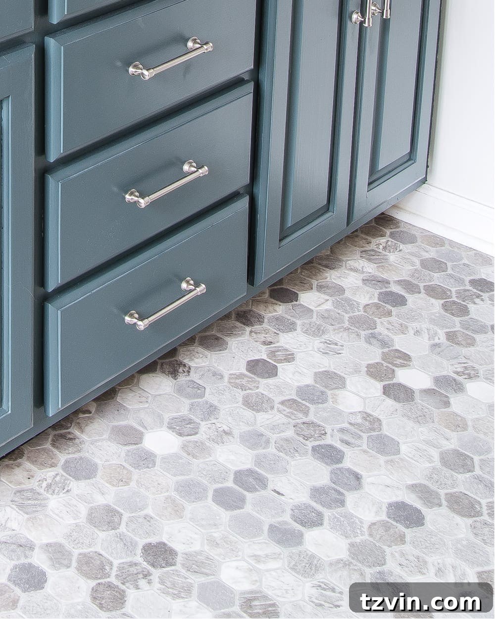 Install Sheet Vinyl Flooring Over Tile The Easy DIY Way 2 Beautiful hexagon sheet vinyl flooring installed over old ceramic tile