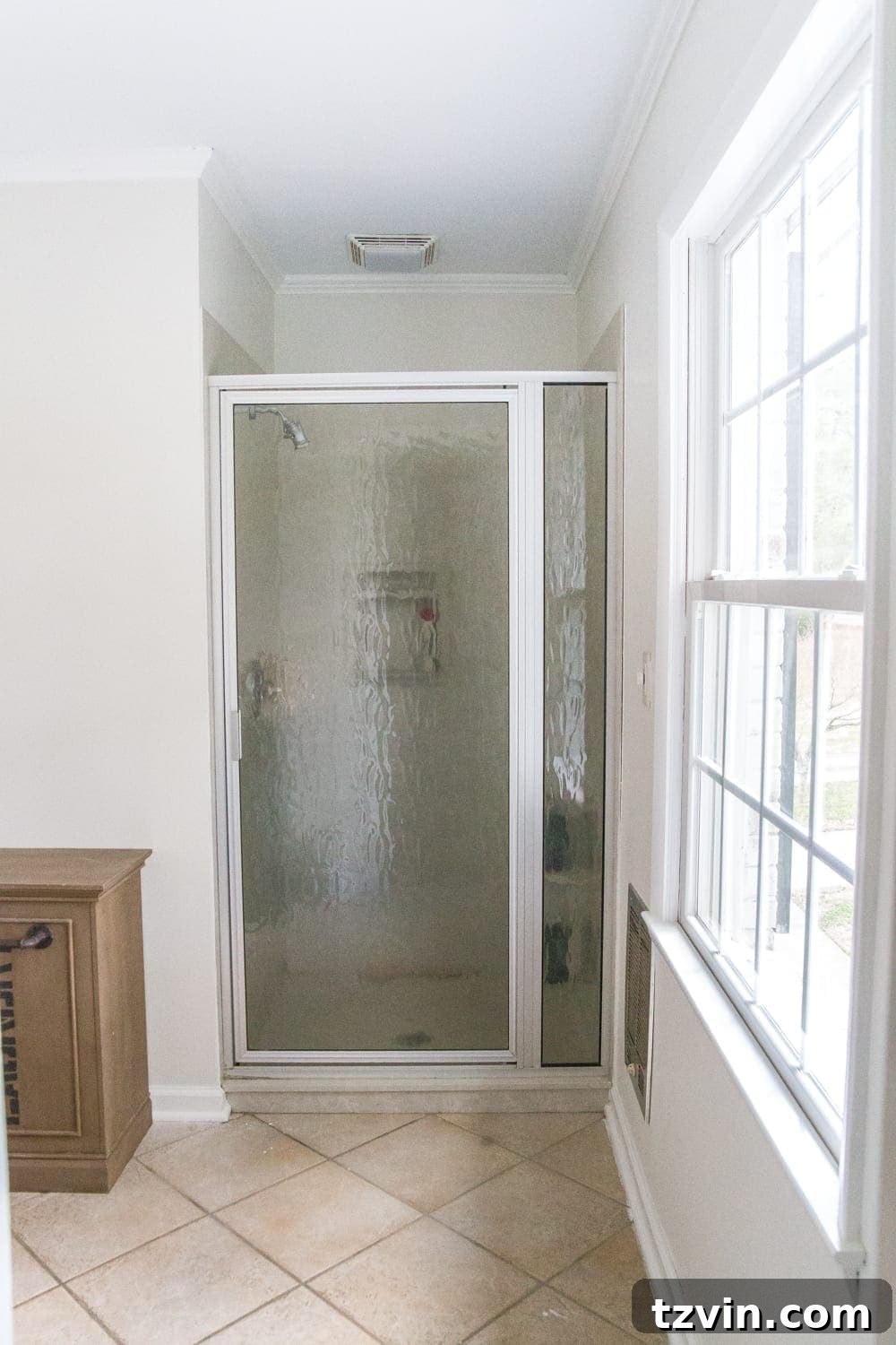 Install Sheet Vinyl Flooring Over Tile The Easy DIY Way 21 Dated bathroom with old ceramic tile before any updates