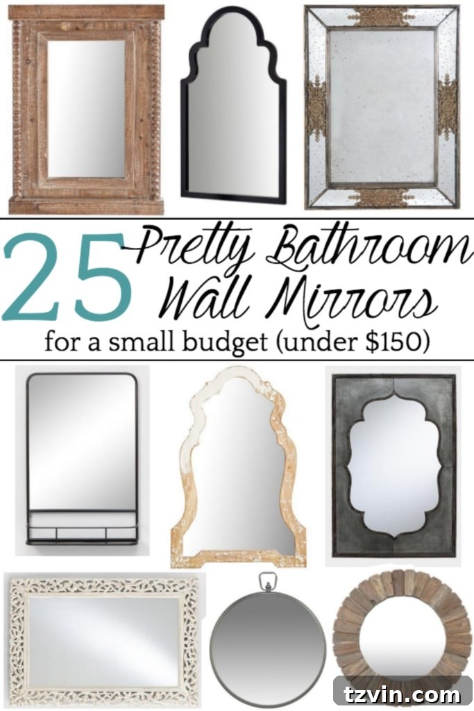 A collection of unique and affordable bathroom mirrors, perfect for adding style to any bathroom renovation.