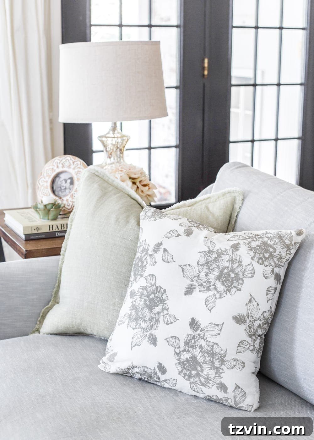 Unlock Stunning Throw Pillows with 3 Repurposed Items 11 How to make a throw pillow from napkins, featuring a pair of elegant gray rose pillows