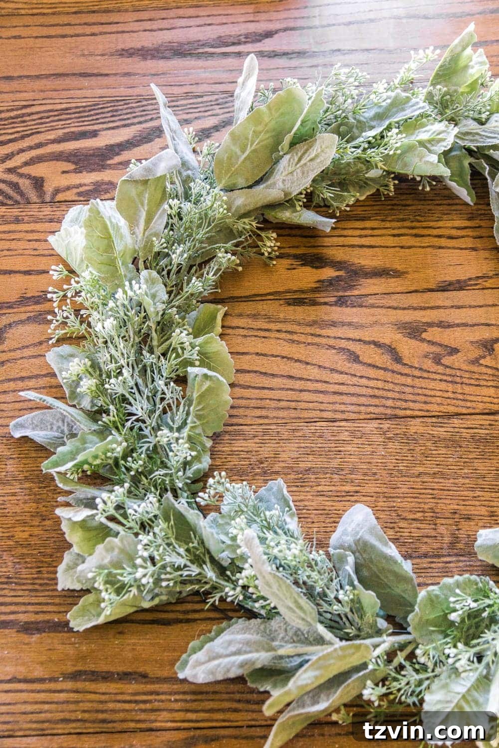 DIY Sage and Blush Spring Wreath | A step-by-step tutorial for making a spring wreath from scratch using artificial sage greenery and blush flowers for soft, romantic style.