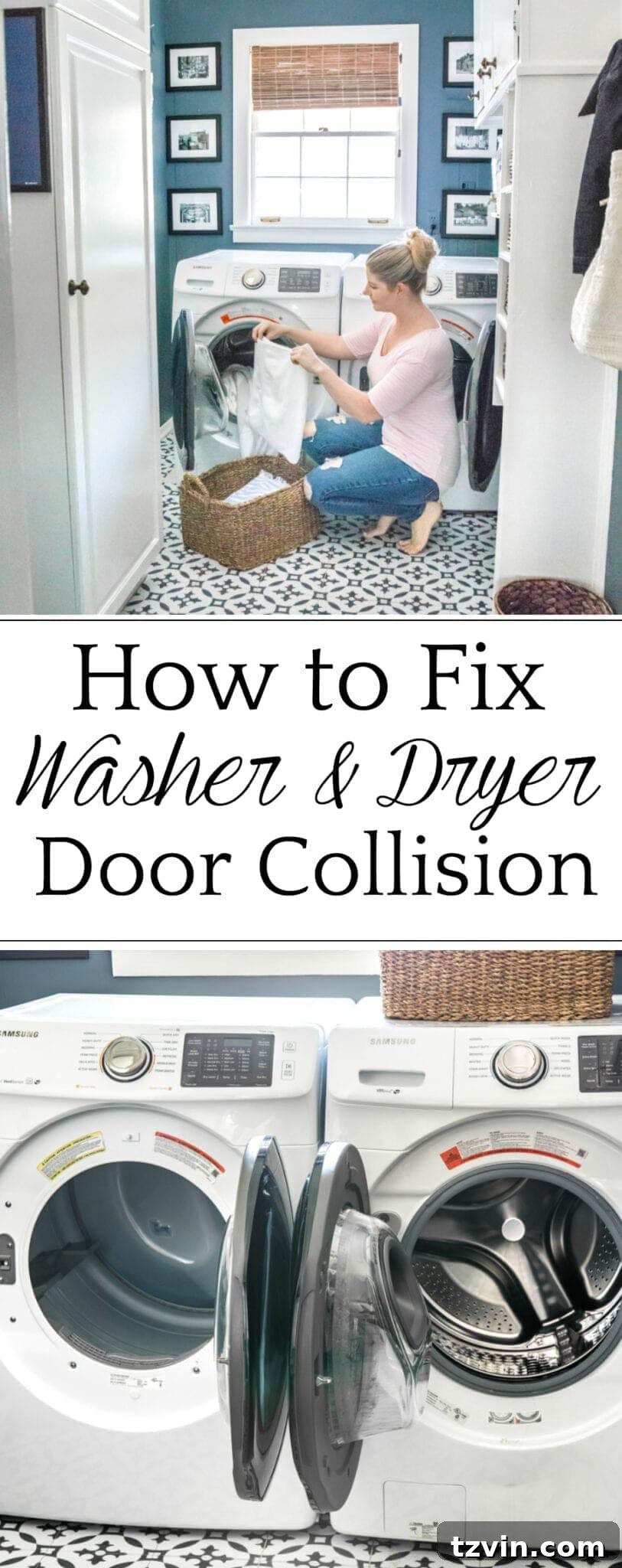 Navigating Washer and Dryer Connections 13 How to cross washer and dryer connections to prevent door collision + why we love our Samsung set to make us more efficient in tackling our laundry pile.