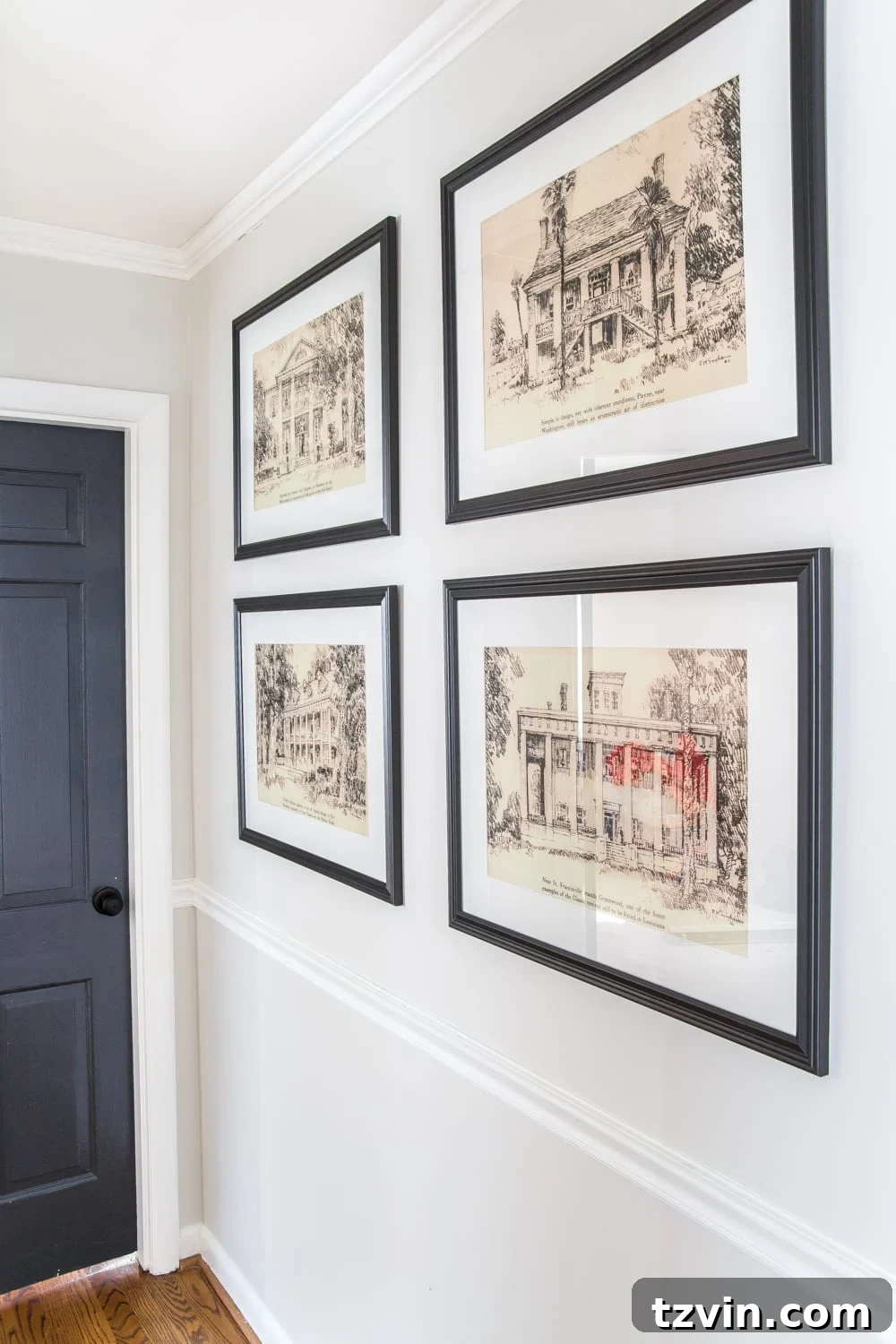 architectural printable art in a hallway