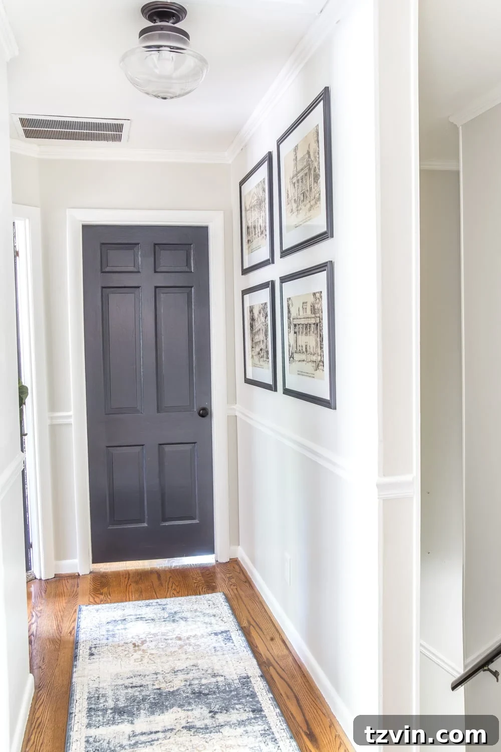 architectural printable art in a hallway