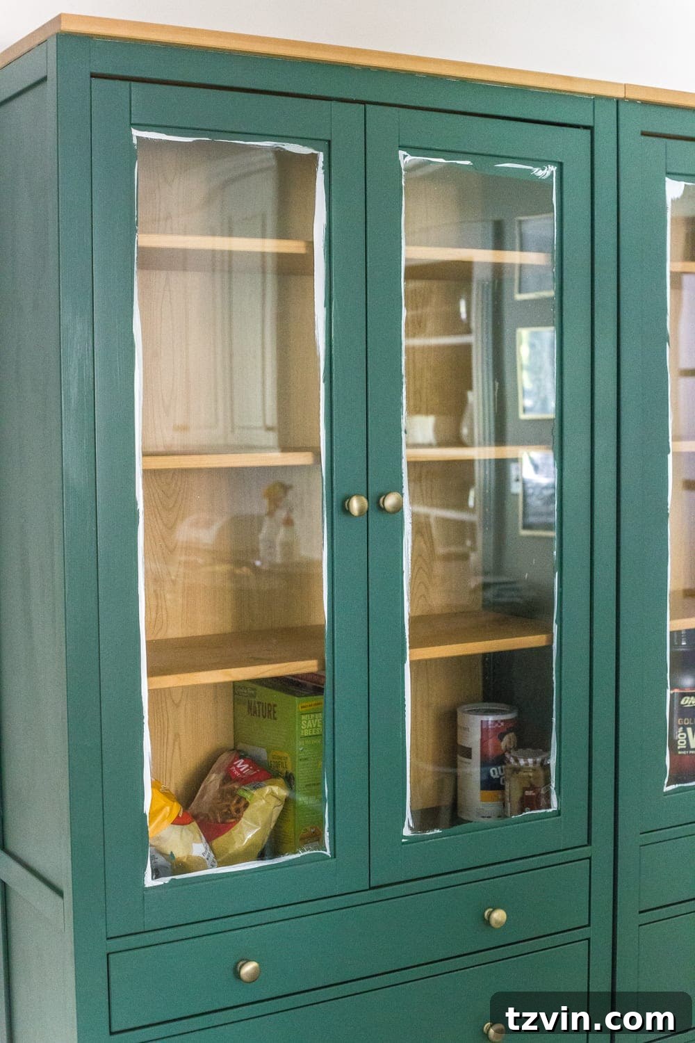 Hacking IKEA Hemnes for Your Pantry 11 Painting IKEA Hemnes pantry cabinet doors in Sherwin Williams Billiard Green