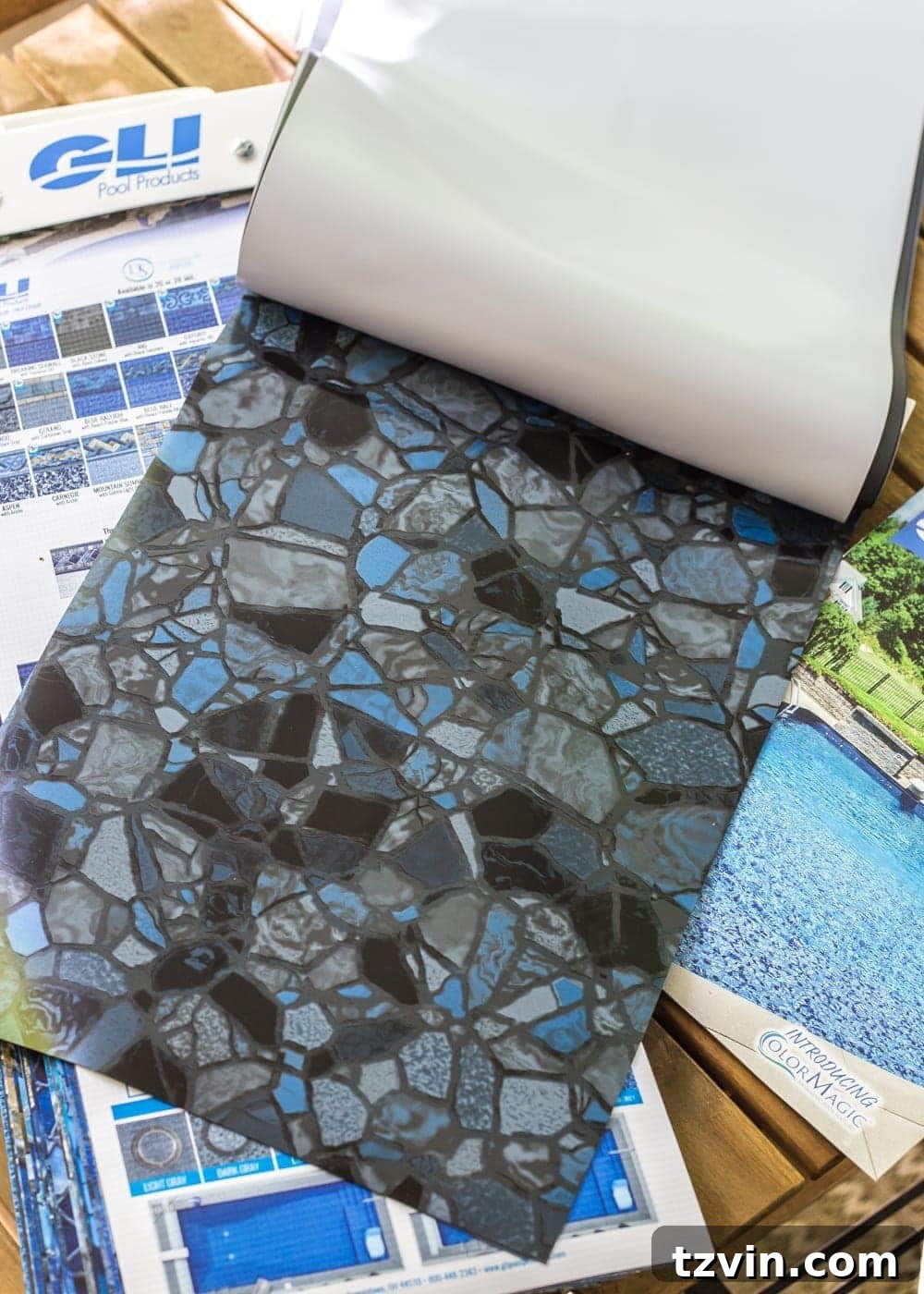 Backyard Before Tour and Pool Makeover Plans | blesserhouse.com - GLI Pool Products Obsidian Vinyl Liner