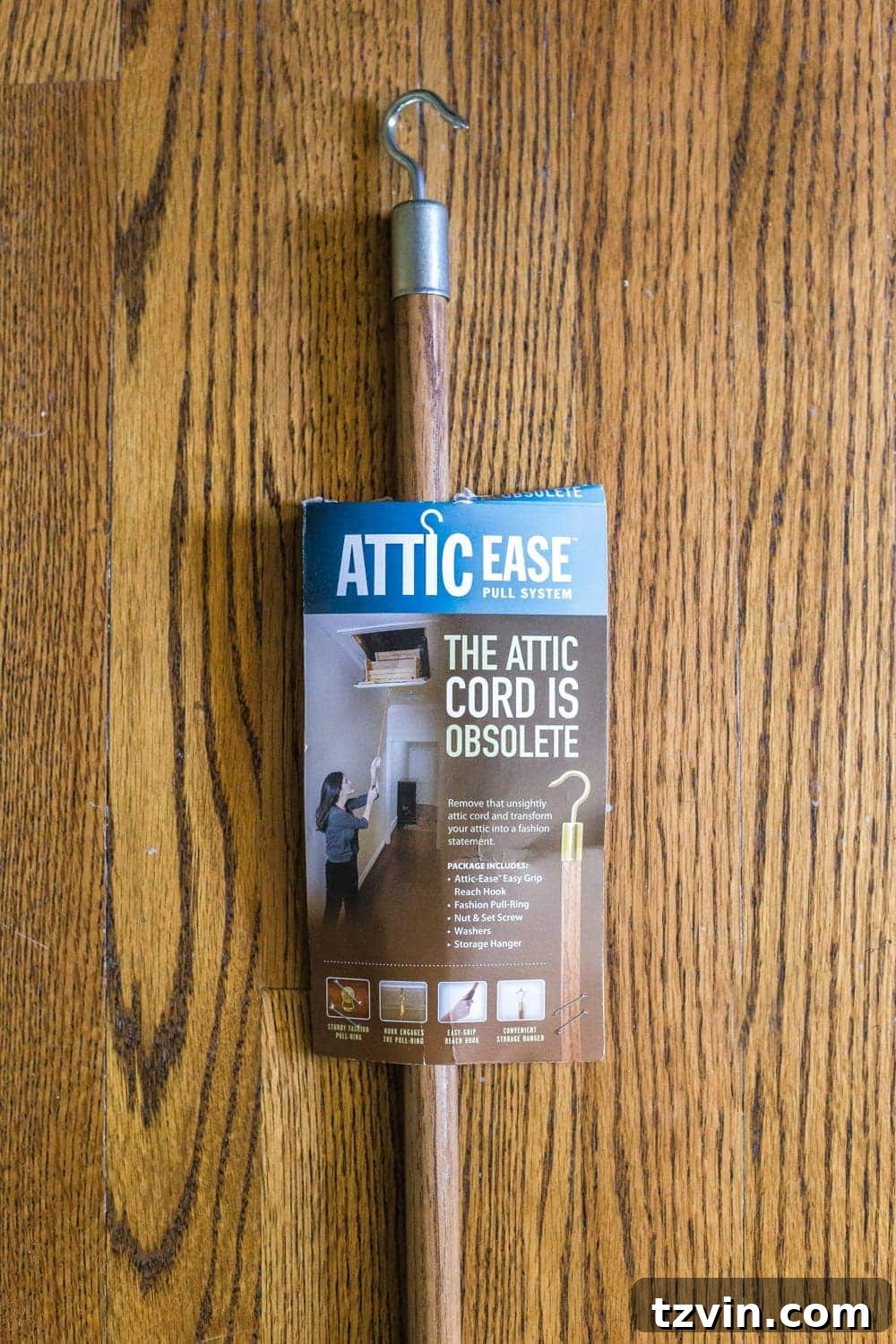Attic Door Upgrade: Replace the String with a Hook 5 How to Replace an Attic Door String with a Hook | blesserhouse.com - A quick tip for improving the look of a hanging cord on an attic door.