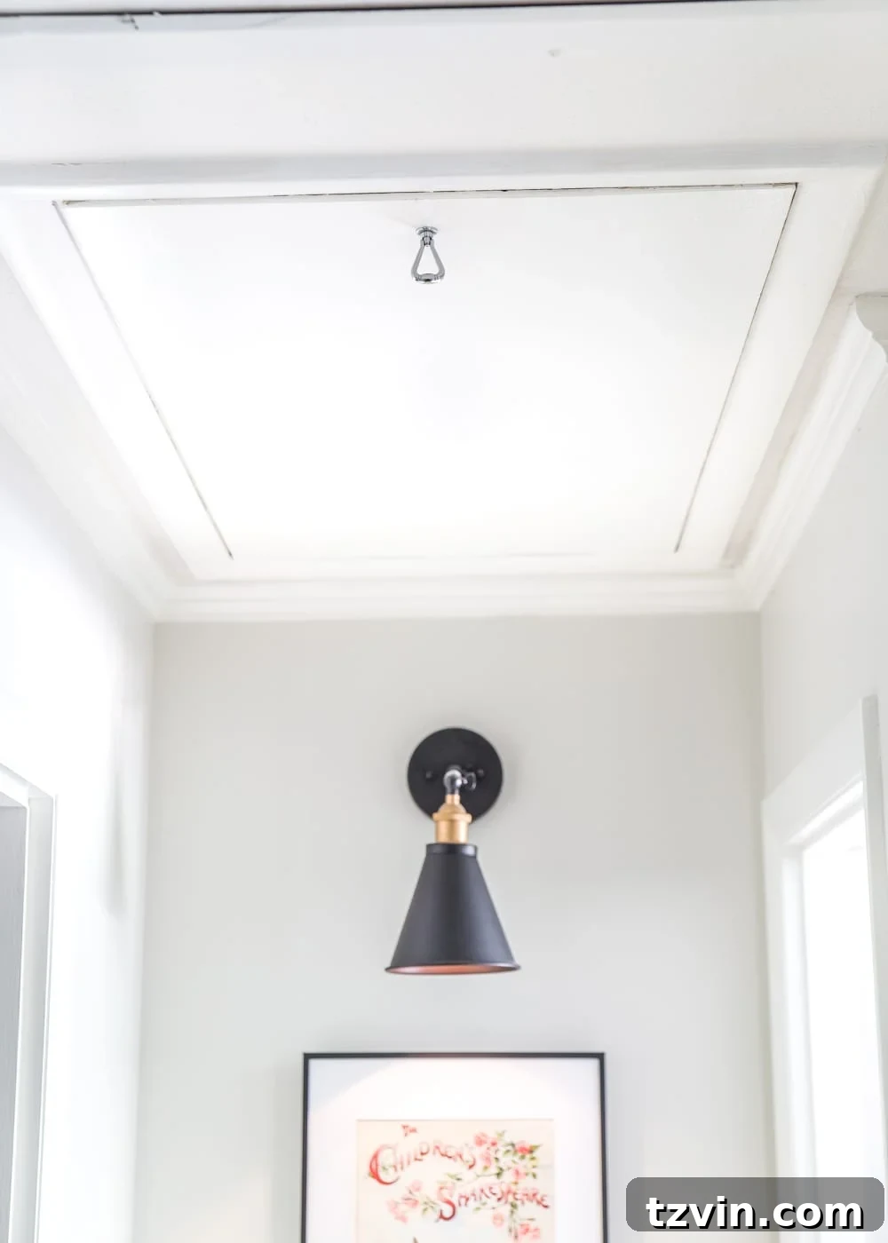 Attic Door Upgrade: Replace the String with a Hook 7 How to Replace an Attic Door String with a Hook | blesserhouse.com - A quick tip for improving the look of a hanging cord on an attic door.