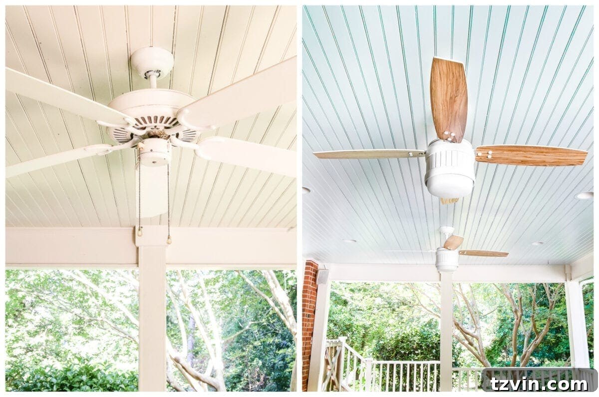 Painted haint blue porch ceiling