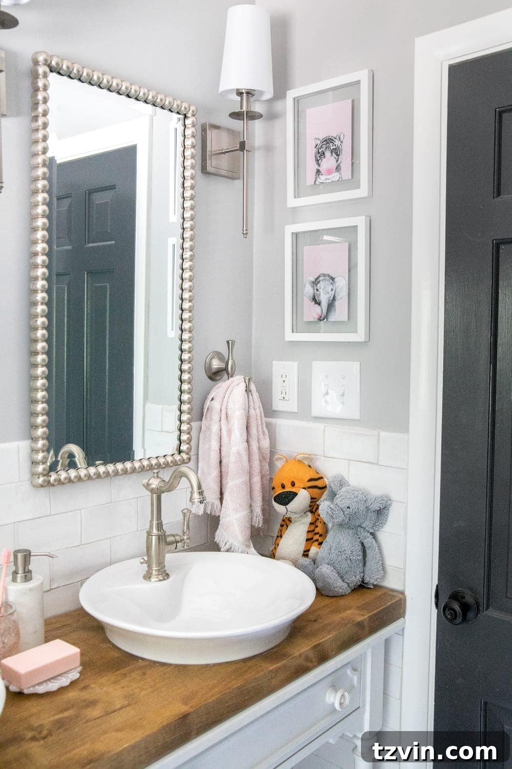 8 Personalized Art Ideas to Warm Your Home 3 Sentimental art idea - frame artistic representations of children's favorite stuffed animals for their bathroom decor