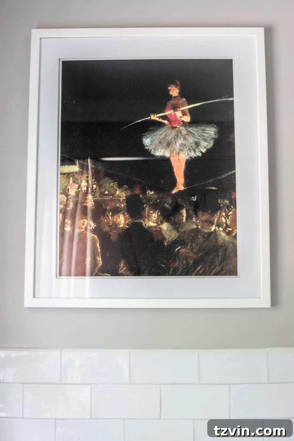 Girls' Bathroom Decor Details & Sources | vintage tightrope walker art