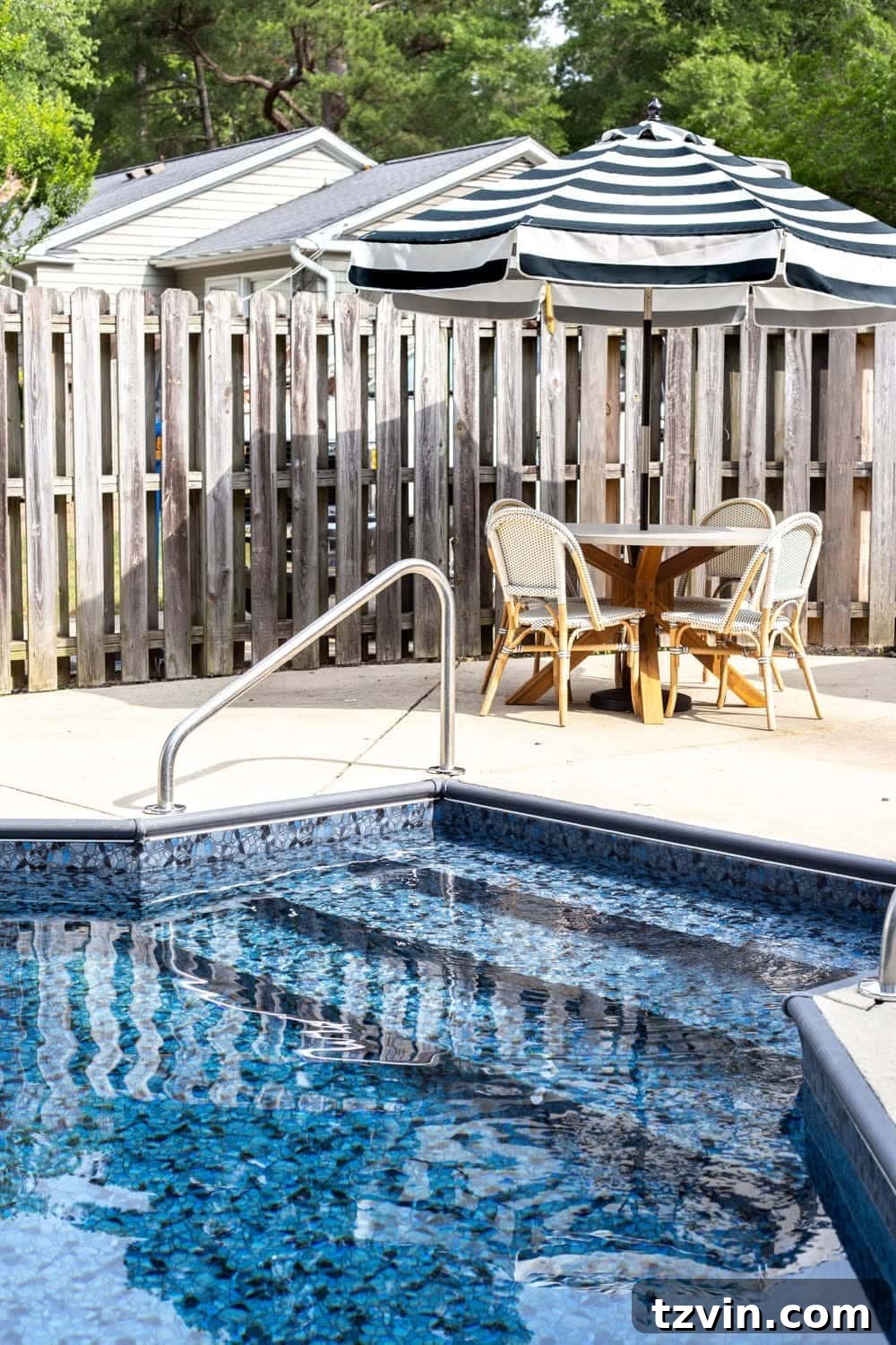 Vibrant Obsidian pool liner from GLI Pool Products TrueStone Collection, ready for enjoyment