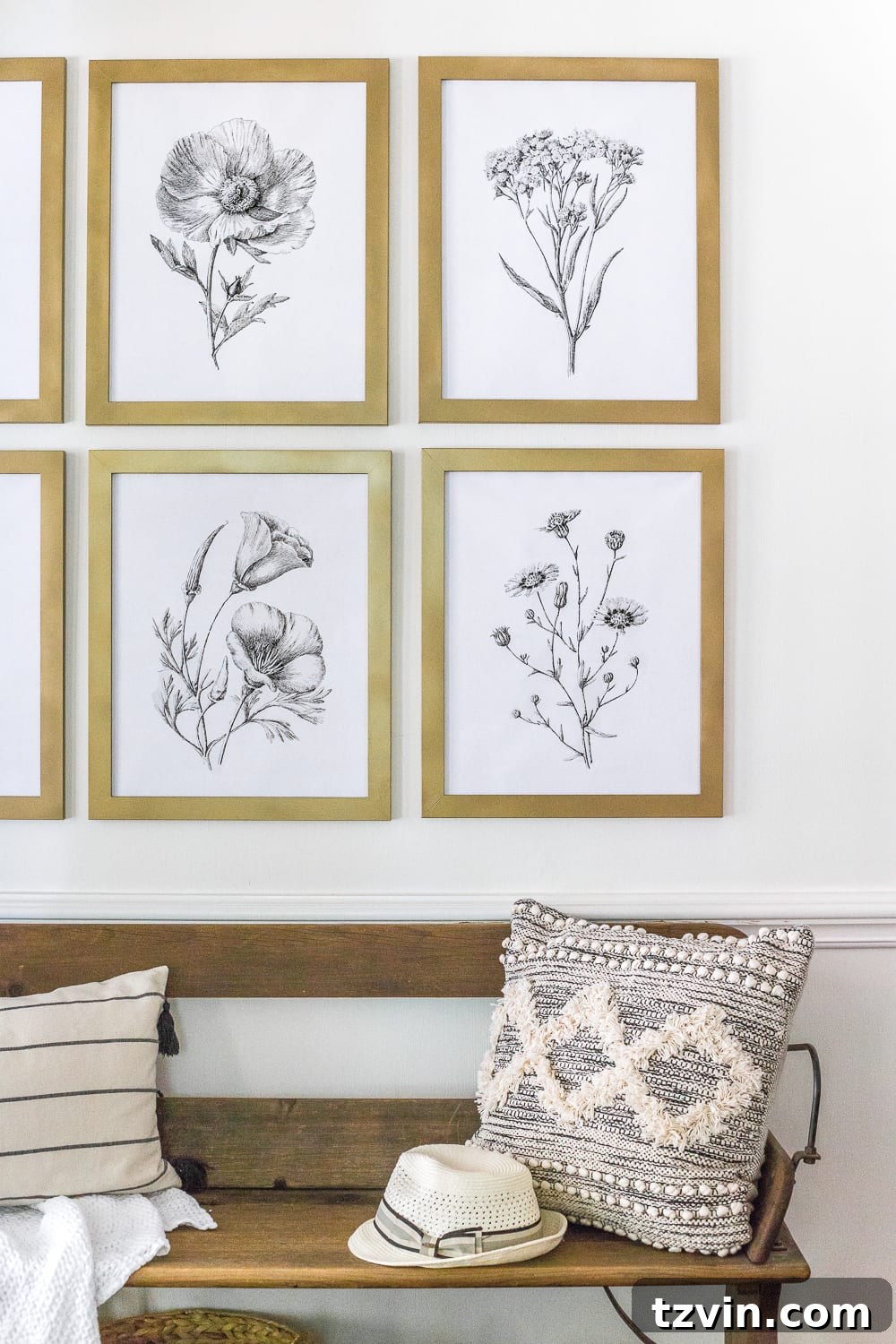 Modern Botanical Elegance Prints 3 Modern minimalist botanical prints in black and white, perfect for DIY home decor projects and frame transformations.