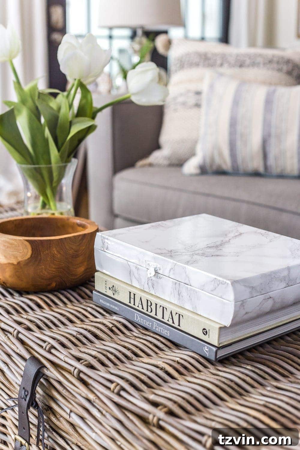 Elegant Faux Marble Remote Organizer: A Cigar Box Upcycle 8 How to wrap a cigar box with contact paper to repurpose into a decorative remote control holder for a coffee table. #remotecontrolholder #coffeetabledecor #DIYinspiration
