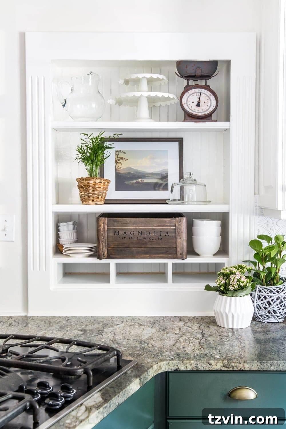 Big impact decor with rotating items between rooms - framed preserved recipe wall decor