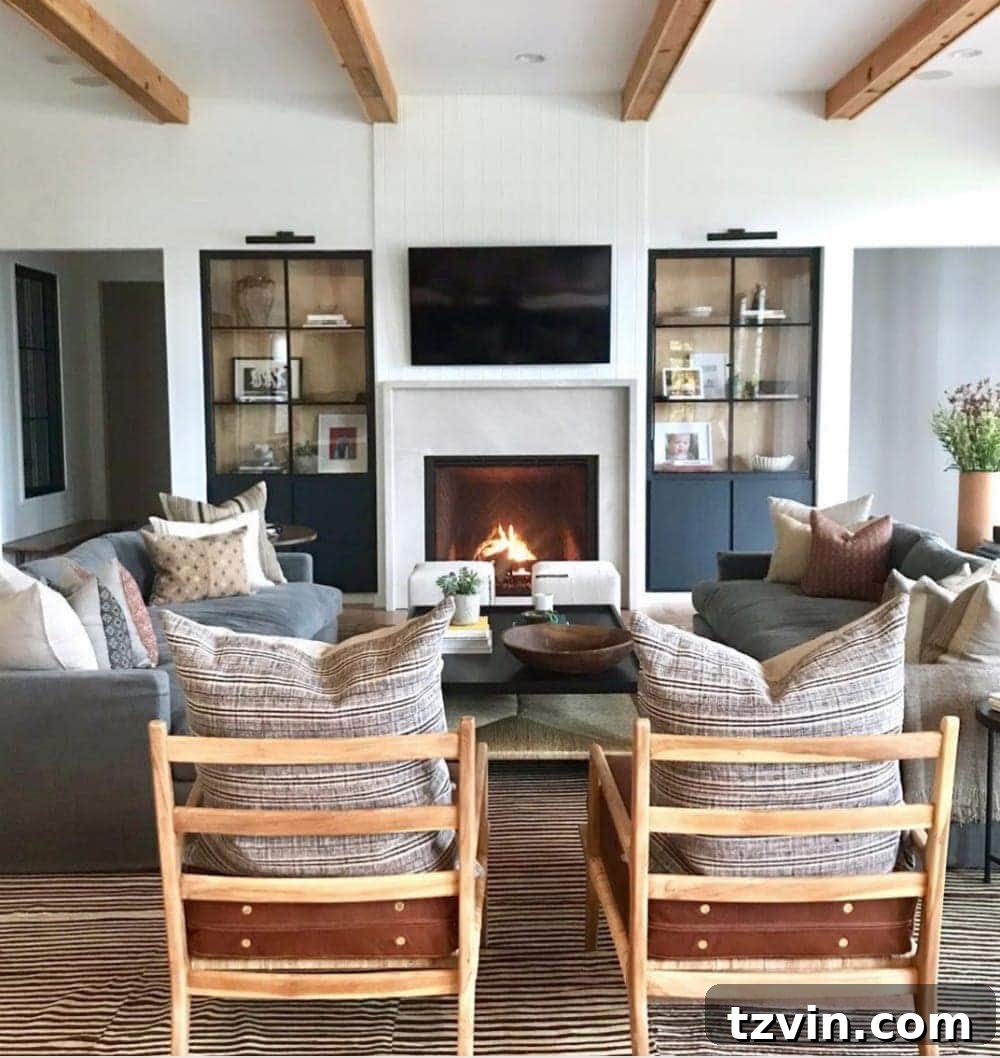 Beyond the Screen 12 Ways to Style Your TV Space 11 Television flanked by matching storage cabinets for balance and function