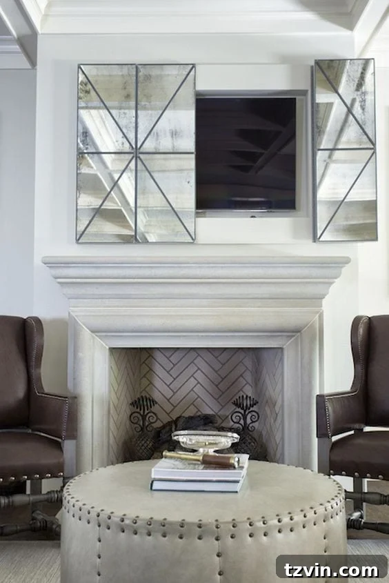 Beyond the Screen 12 Ways to Style Your TV Space 10 Television cleverly hidden behind folding mirrored panels