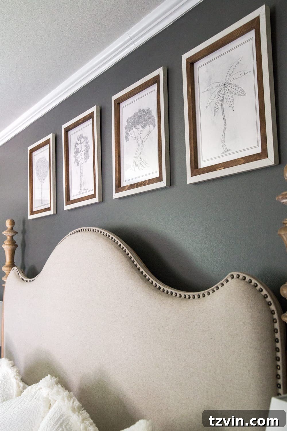 Master Bedroom Oasis: New Artistic Tranquility 6 Simple, minimalist art ideas from Walmart that work perfectly in a bedroom to evoke a peaceful mood + charcoal gray wall paint