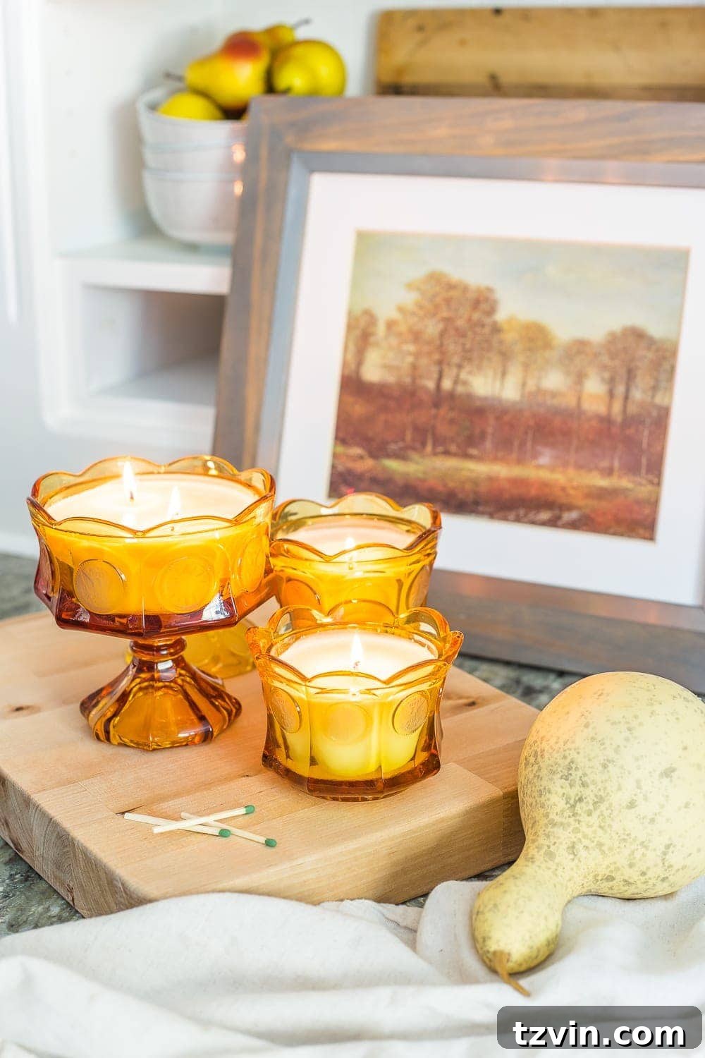 DIY soy wax candle in an amber glass dish with its matching lid, perfect for preserving scent