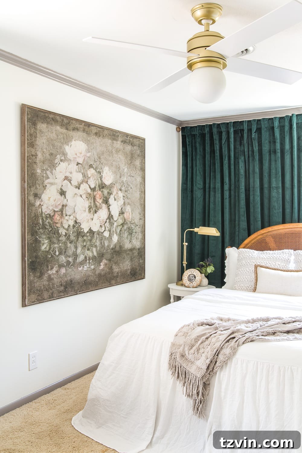 Guest Bedroom Grandeur: Vintage Chic Statement Art 2 Vintage chic statement art in a guest bedroom, large wall decor