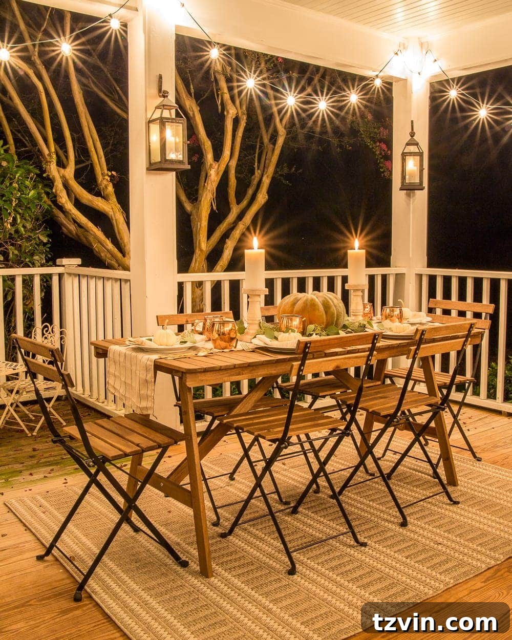 Smart Capsule Decor for Your Fall Back Porch 15 Inviting Fall Porch Ambiance with Warm Lighting and Neutral Decor