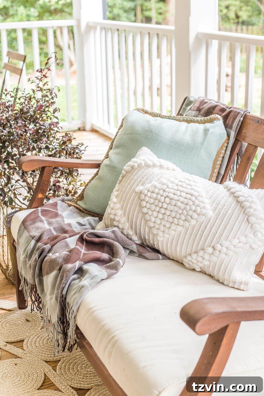 Smart Capsule Decor for Your Fall Back Porch 8 Aqua Trimmed Throw Pillow for Transitional and Multi-Seasonal Home Decor