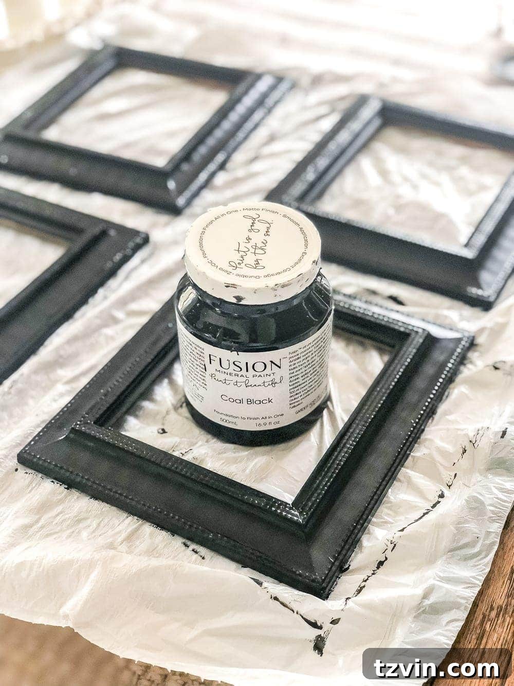 Upcycling Old Frames Into Stunning Antique Mirrors 5 Frames painted with a base coat for an antique finish