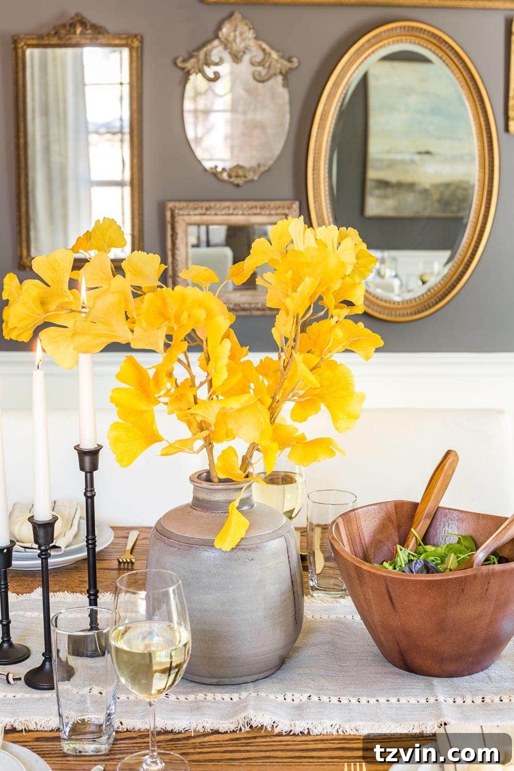 8 Clever Essentials for an Effortless Thanksgiving Table 5 Neutral stoneware vase for Thanksgiving and year-round decor.