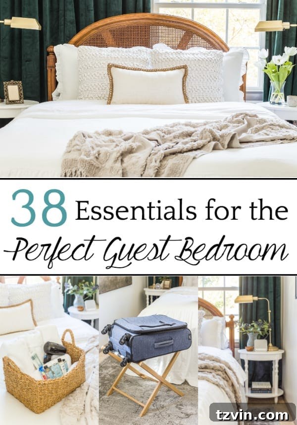 A master list of all the best amenities and essentials to set up your guest bedroom like a hotel suite, helping guests feel pampered and relaxed. Features ideal guest room essentials and hospitality tips for a perfect guest bedroom.