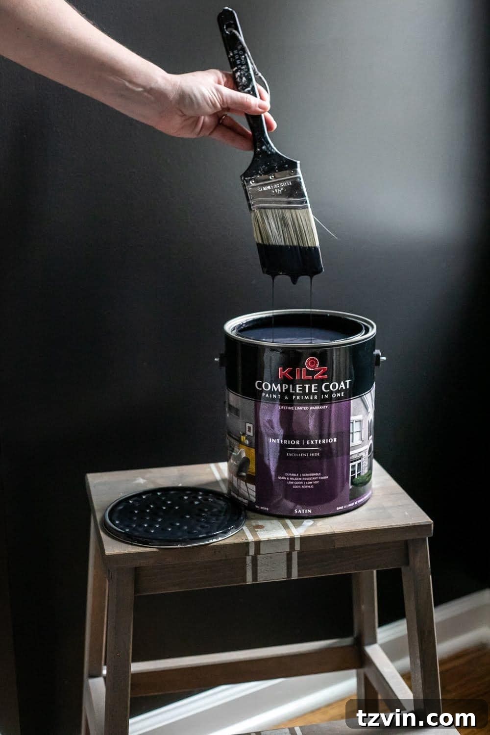 Master Bedroom Transformation: 5 Hard-Earned Painting Insights 11 A finished wall painted in a deep black, showcasing the smooth, true-to-color result achieved with proper priming.