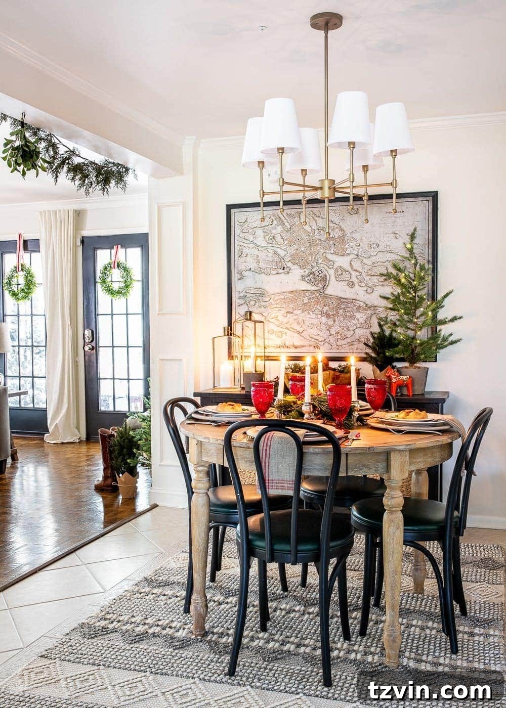 Swedish Christmas Charm: Blending Sentimental Decor with Modern Touches 11 A cozy Swedish Christmas breakfast nook setting, showcasing festive decorations and a welcoming atmosphere.