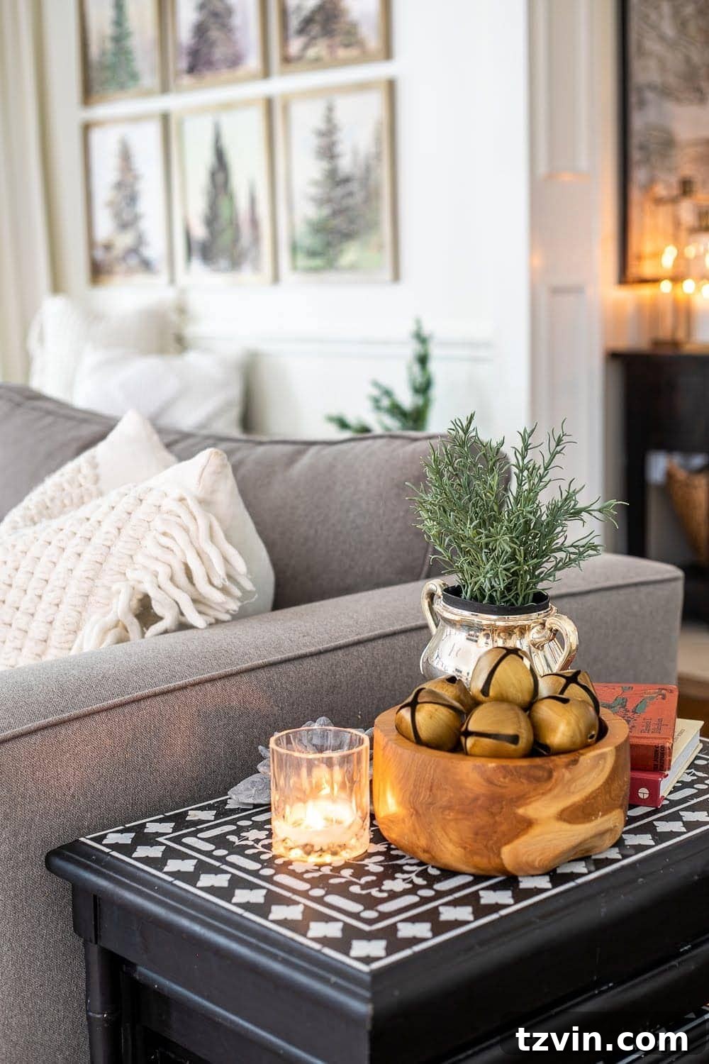 Swedish Christmas Charm: Blending Sentimental Decor with Modern Touches 13 Repurpose family heirloom vessels like a silver sugar bowl by displaying them with greenery stems or flowers as charming vases.