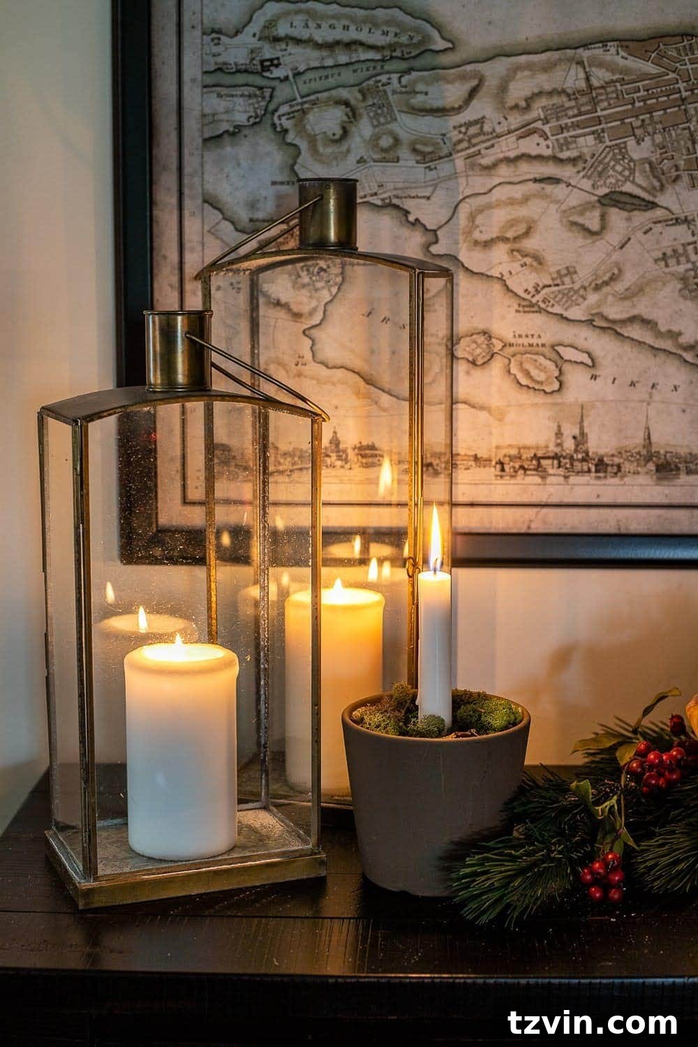 Swedish Christmas Charm: Blending Sentimental Decor with Modern Touches 19 Candlelight and lanterns adding a hygge ambiance to Christmas decor, creating a warm and inviting atmosphere.